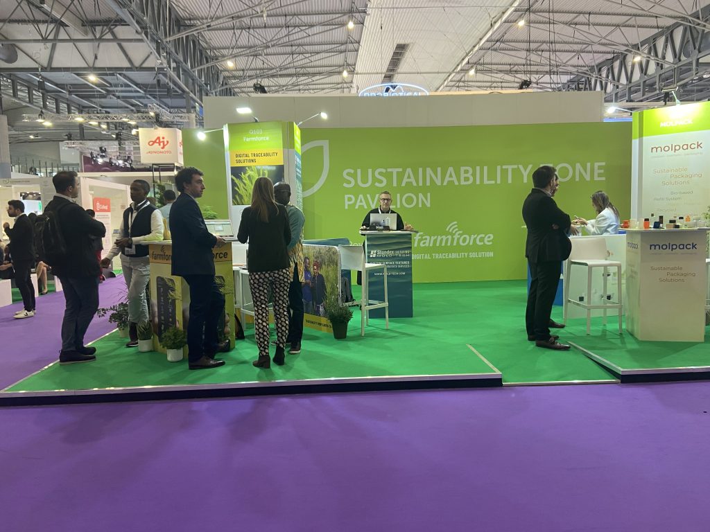 Farmforce's Booth at in-cosmetics Global 2023 in Barcelona.