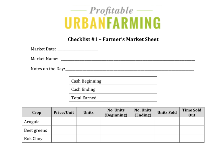 Farmer's Market Worksheet